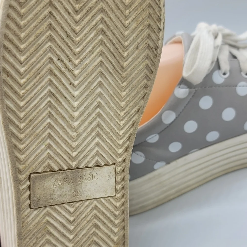 ZARA GRAY POLKA DOT PLIMSOLLS SNEAKERS size 38